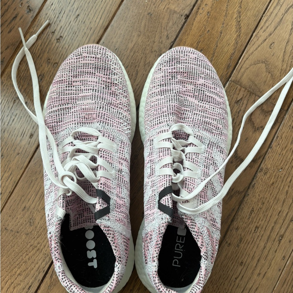 Adidas Women's Pink and White Sneakers